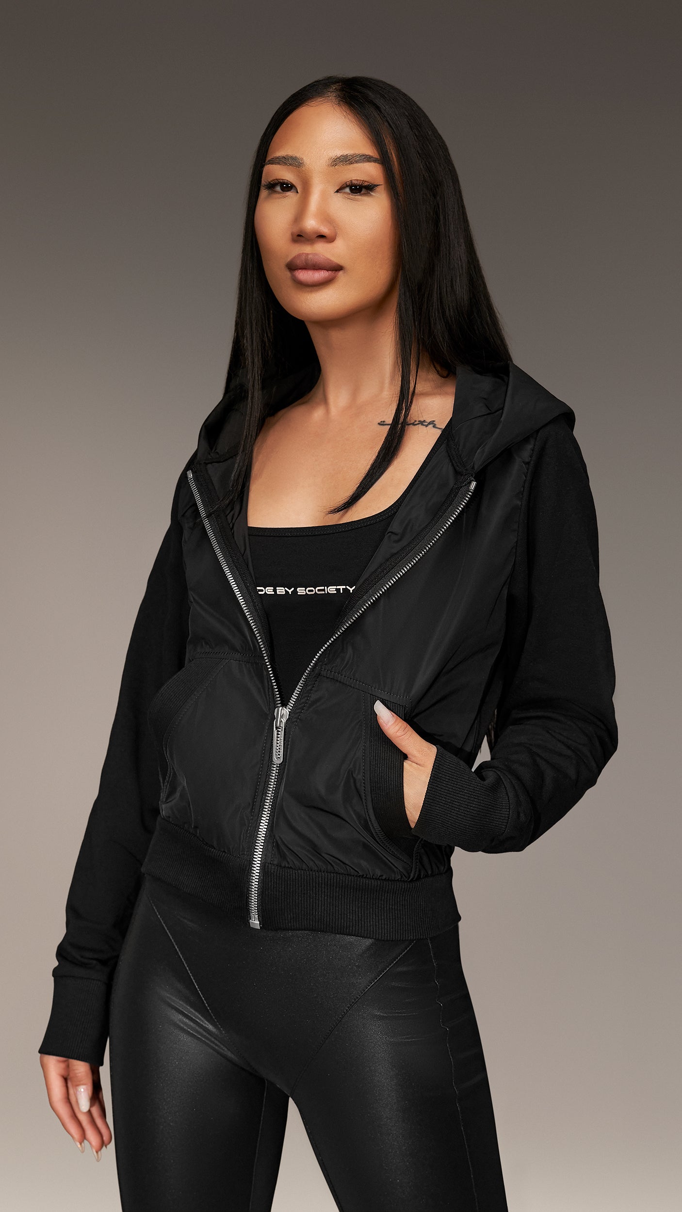 Hanorac cu fermoar "Made by Society" - H25971