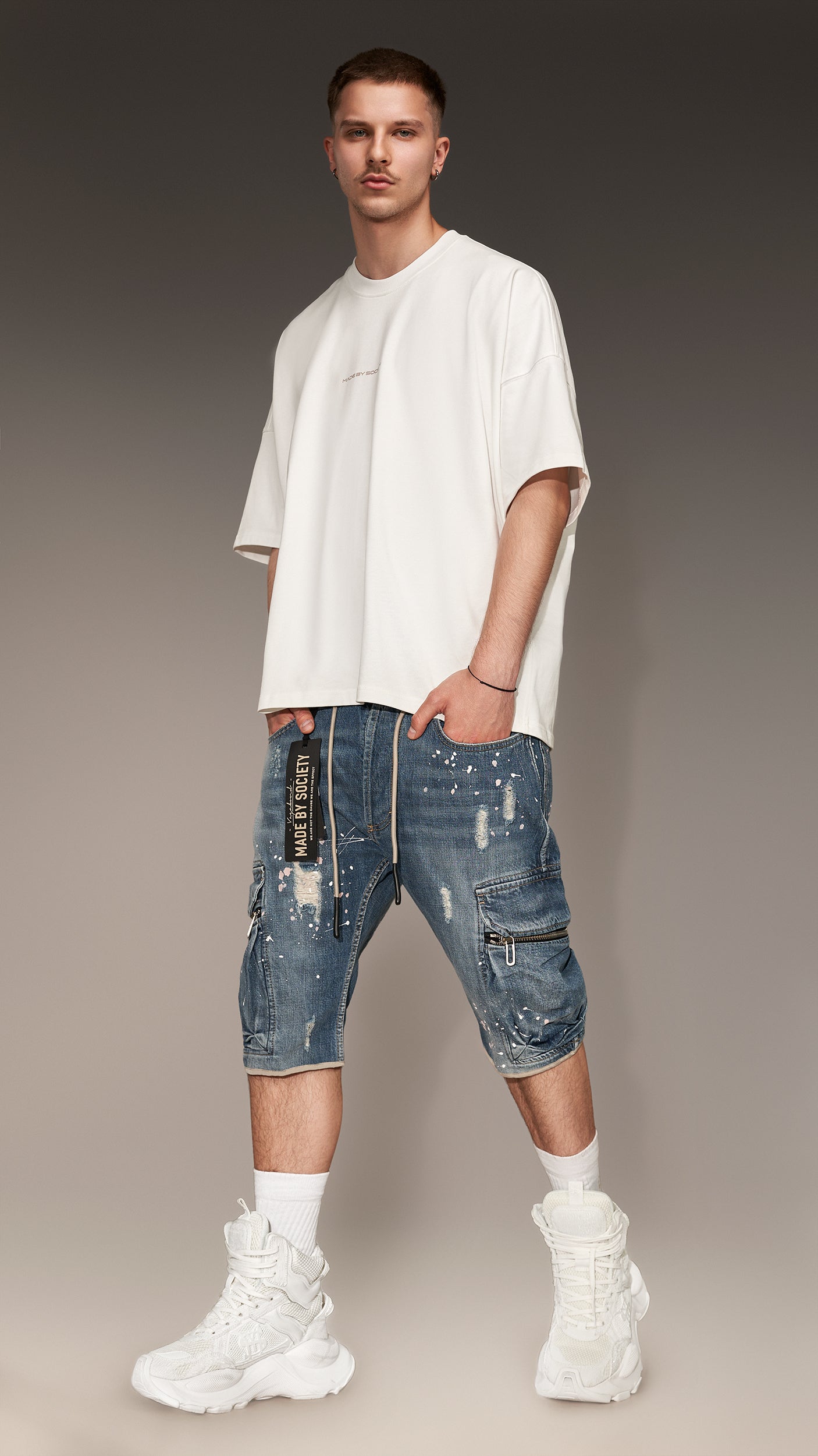 Bermude cargo denim - P13157