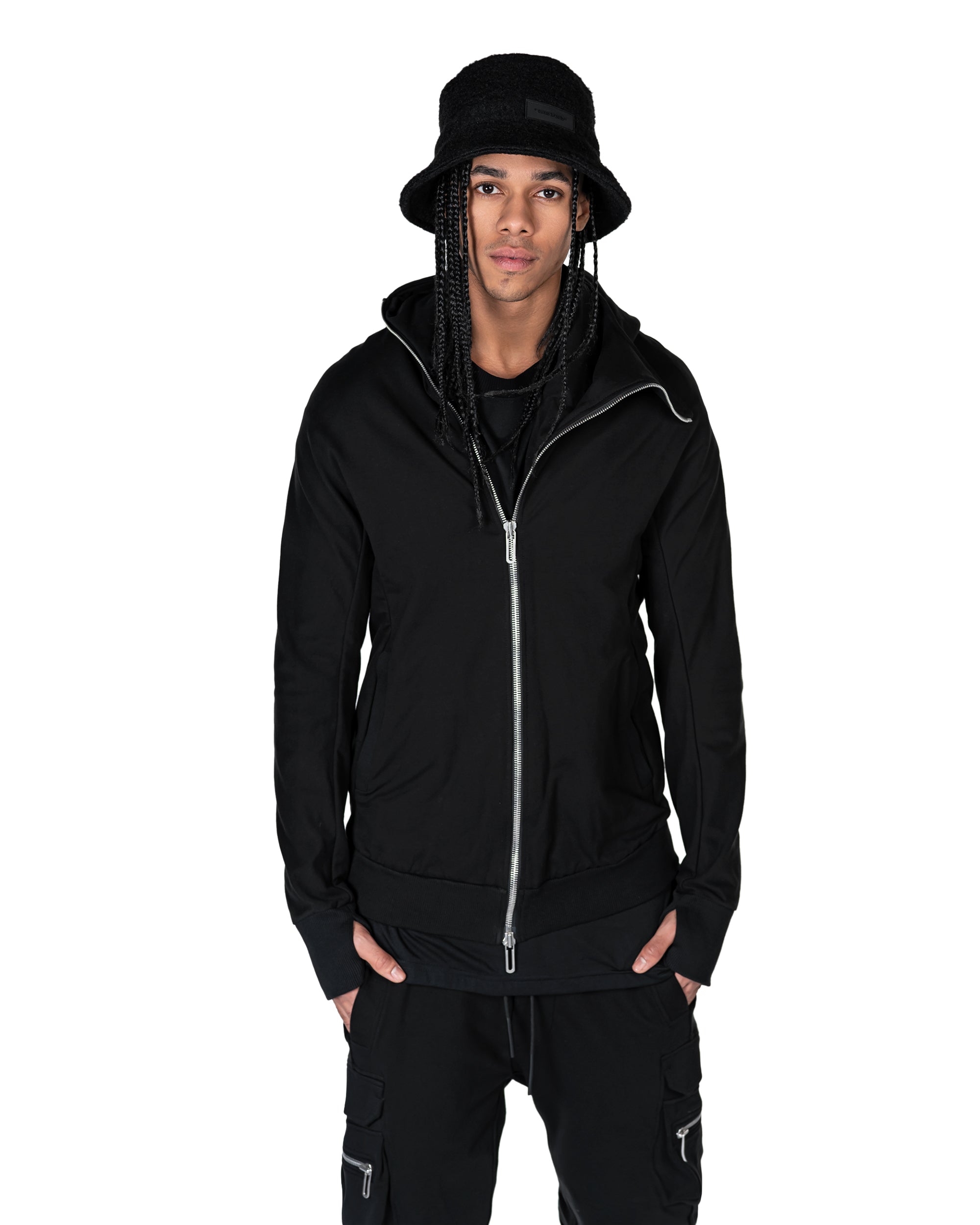 Diagonal zip hoodie - H11505