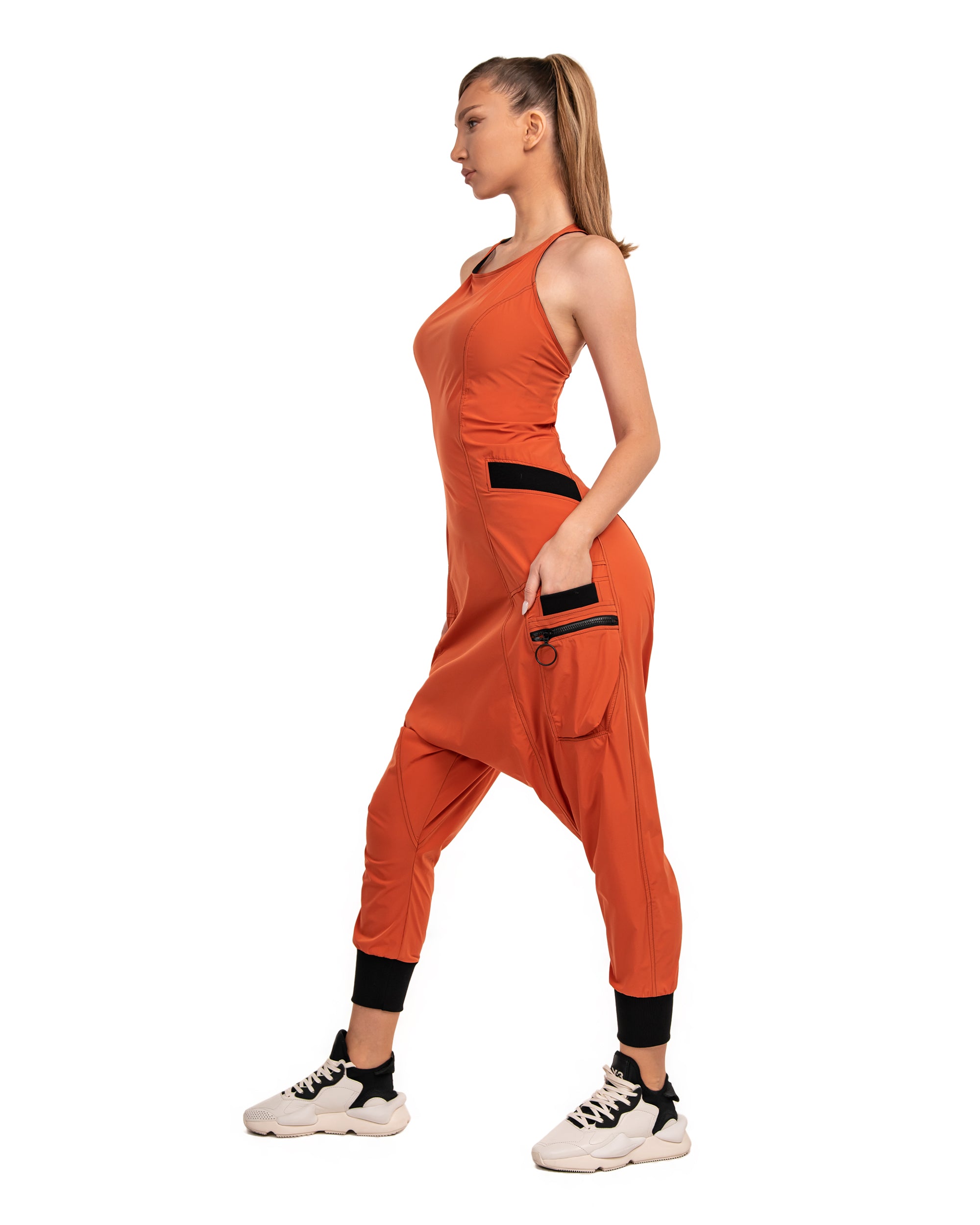 Orange zip dungarees - P21809