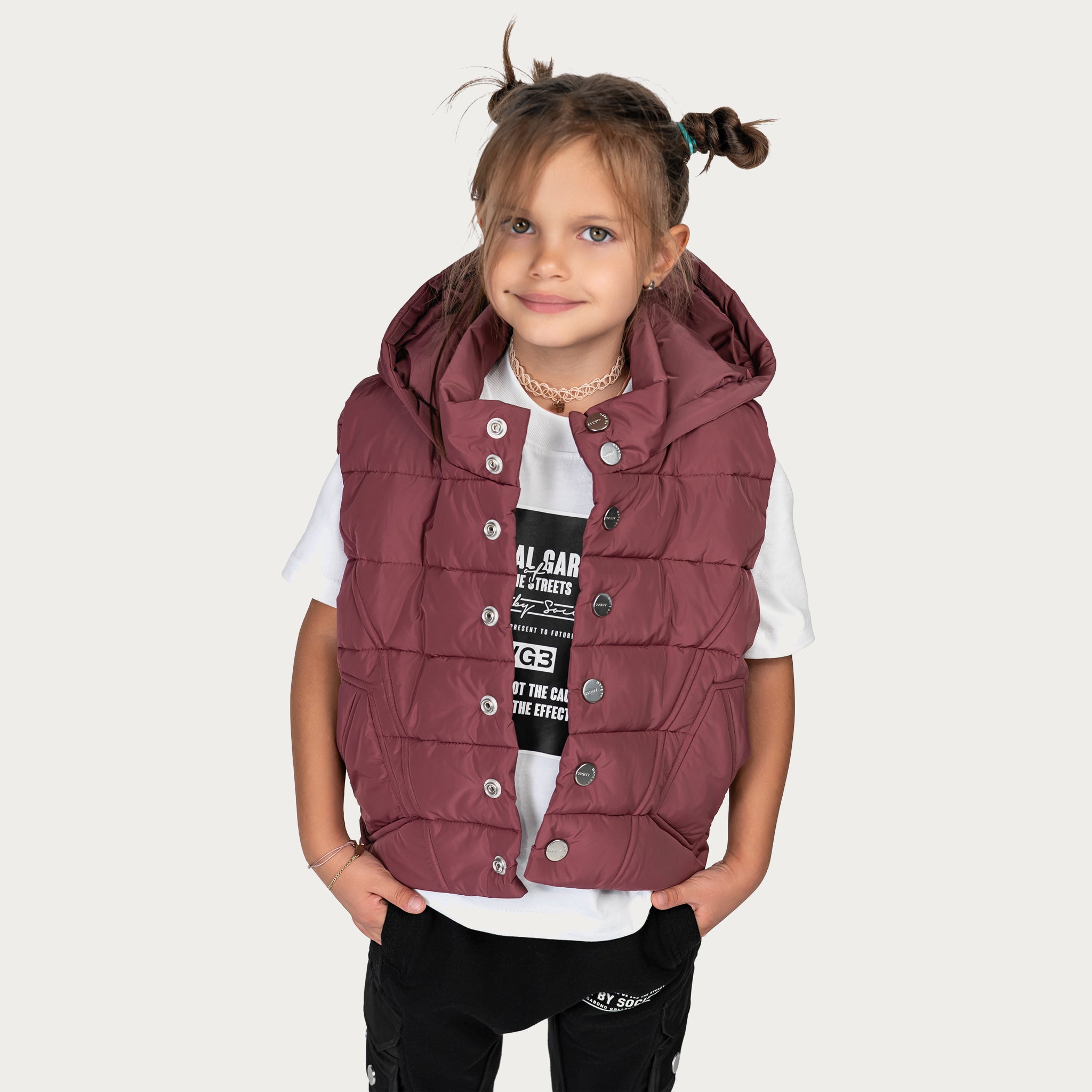 Stud hood vest - V33977