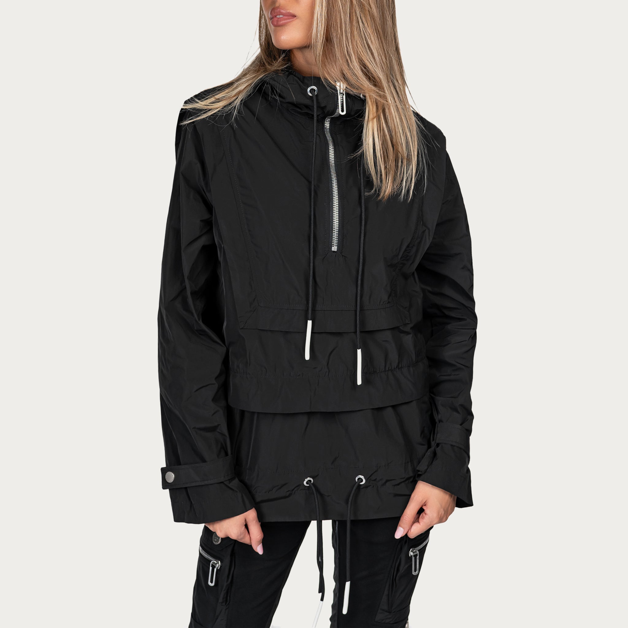 Layered windbreaker hoodie - H23790