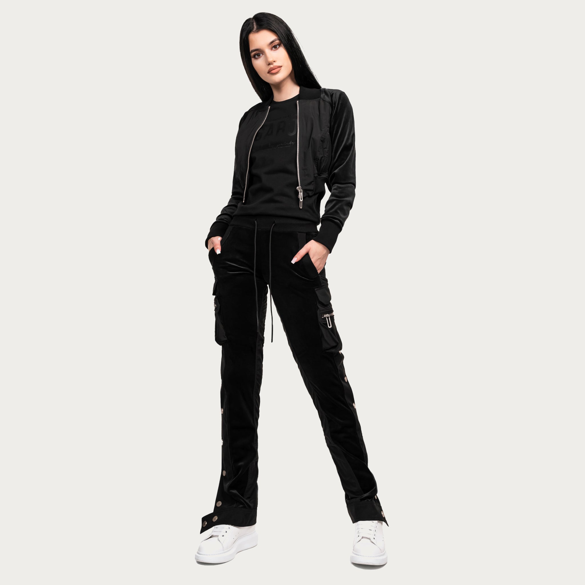 Velour stud cargo track pants - P22433