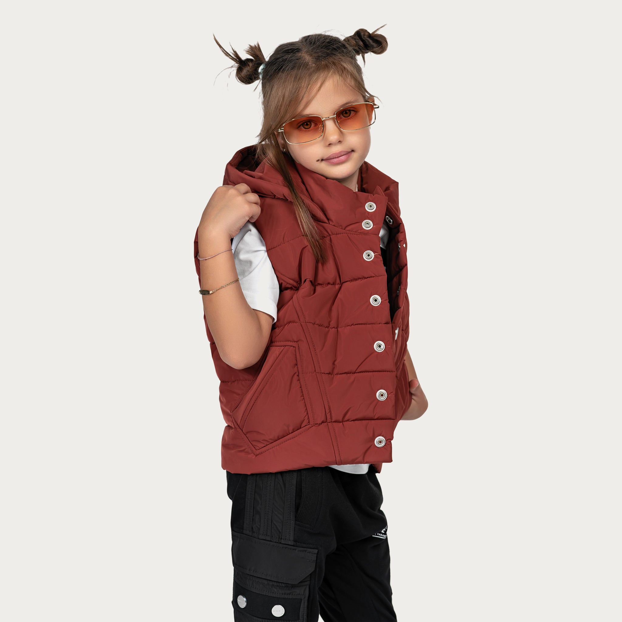 Stud hood vest - V33972