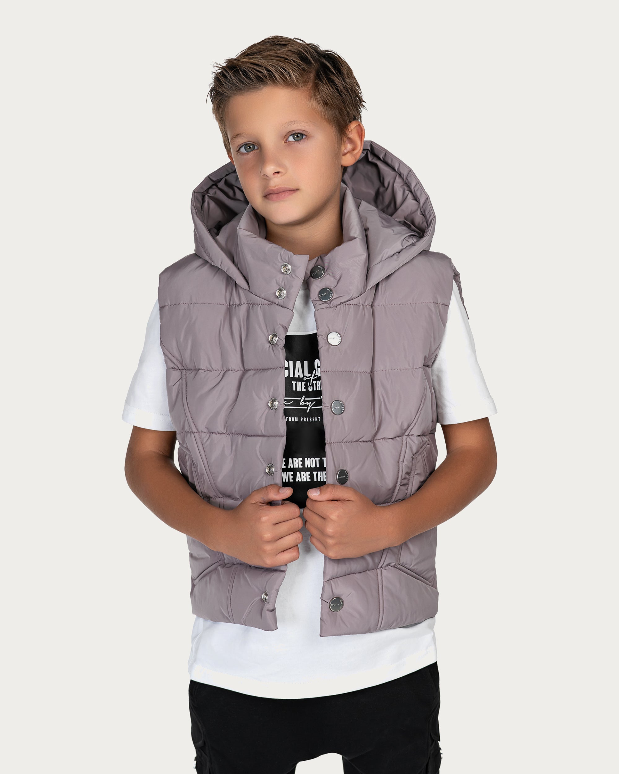 Stud hood vest - V33975