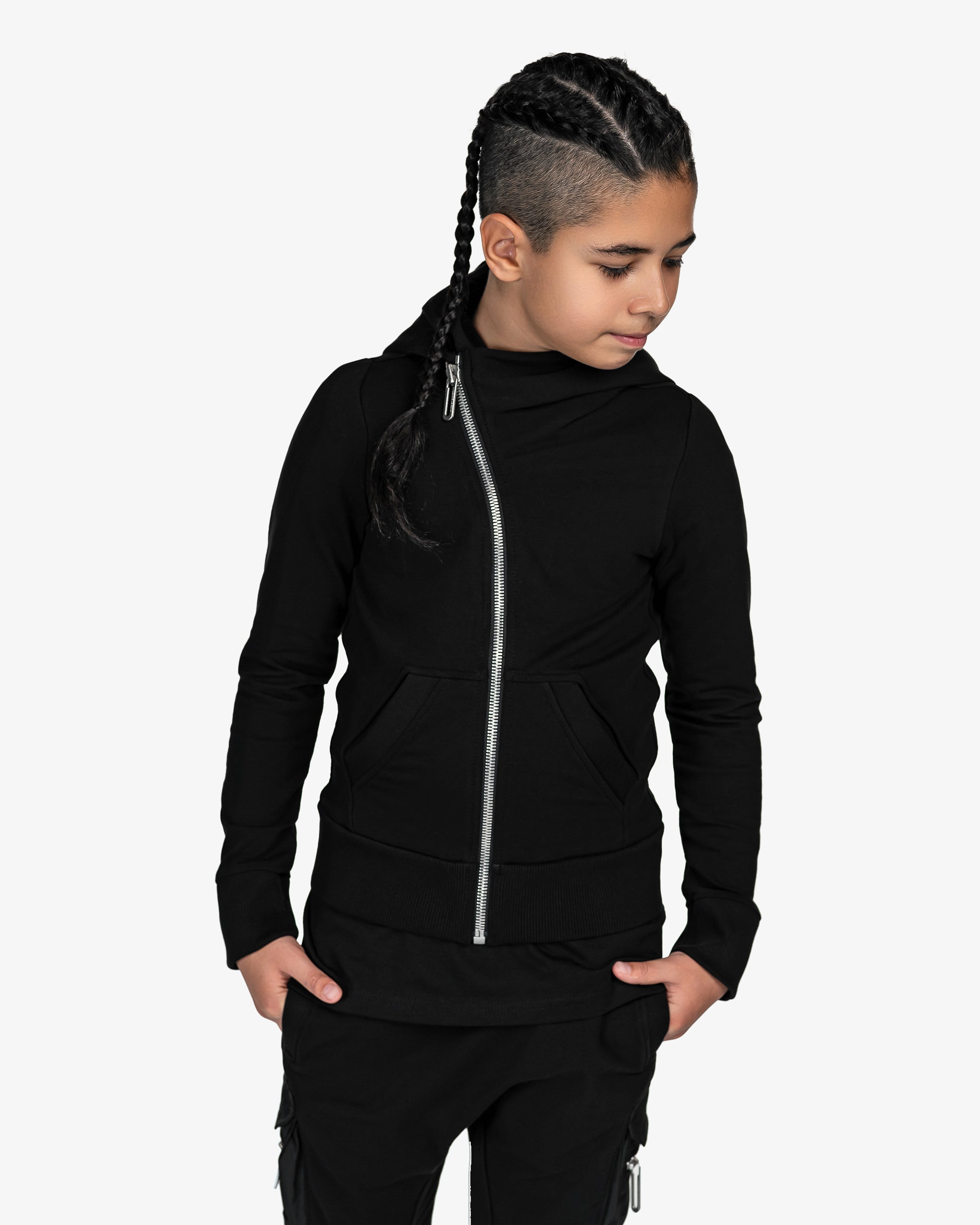 Diagonal zip hoodie - H34110