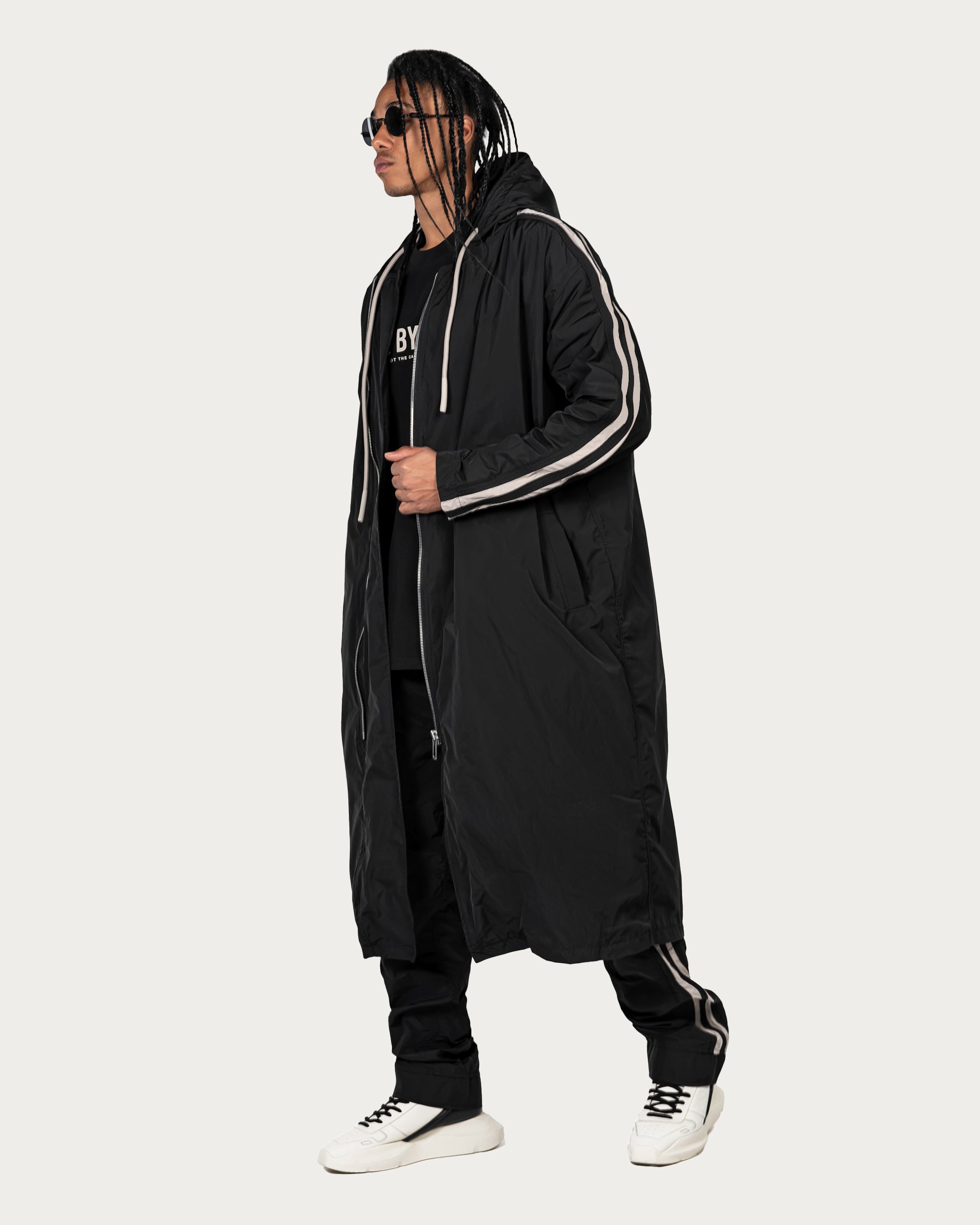 Vertical lines long parka jacket - H13000