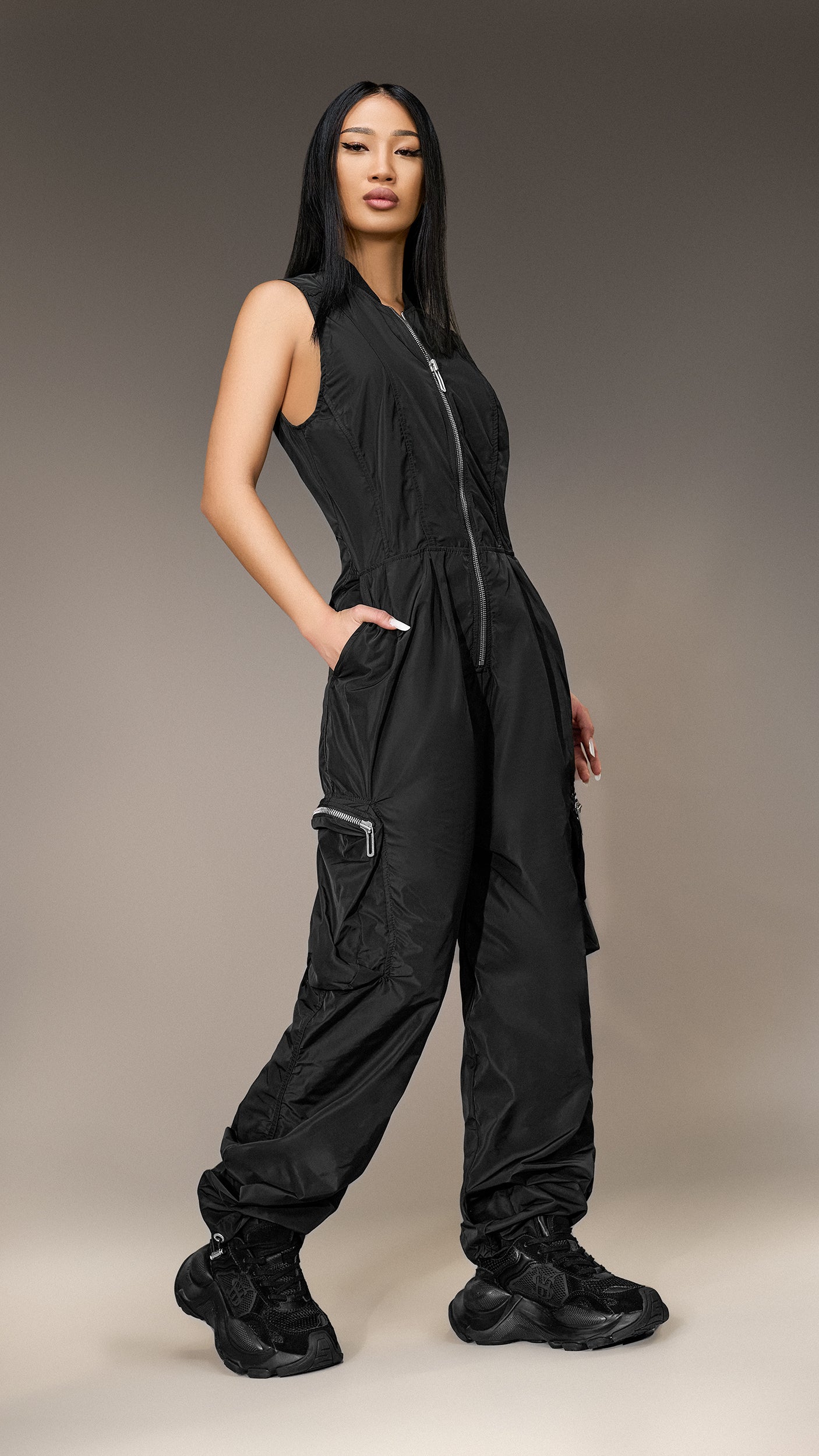 Zippered Cargo Jumpsuit - S25392