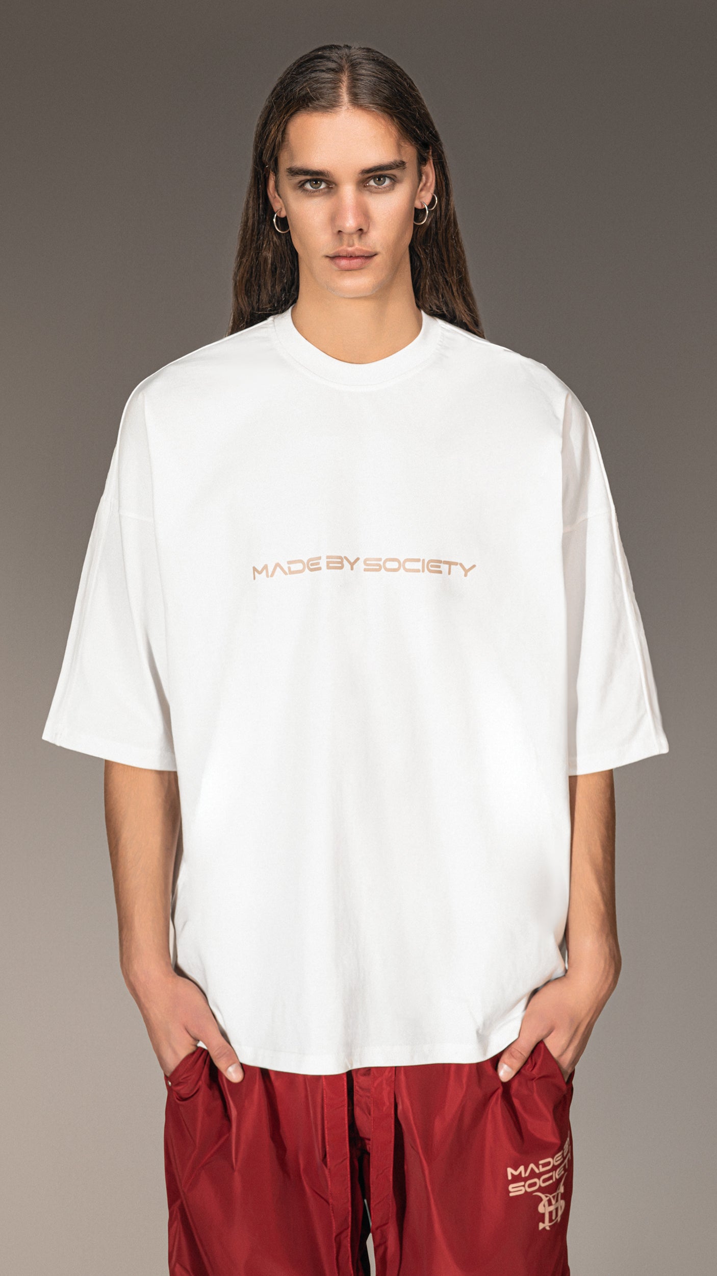 Crop oversized t-shirt "Made by Society" - T15772