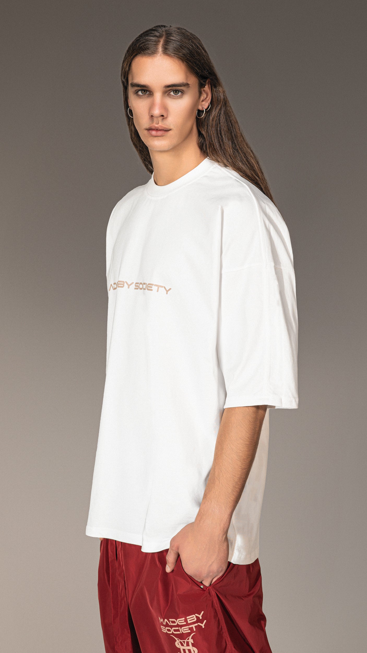 Crop oversized t-shirt "Made by Society" - T15772