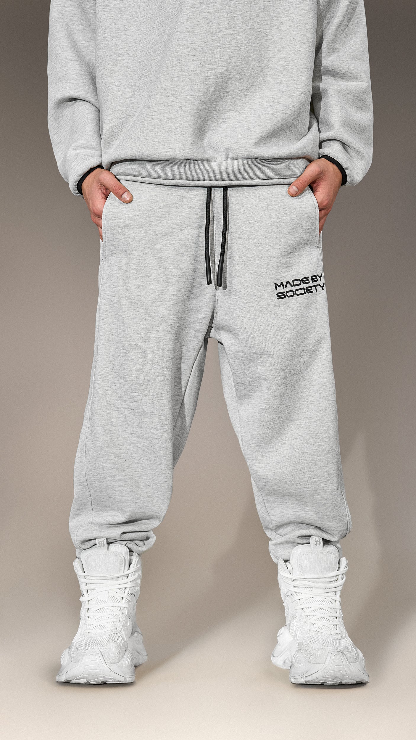 Light Grey Jogger Pants "Made by Society" - P15827