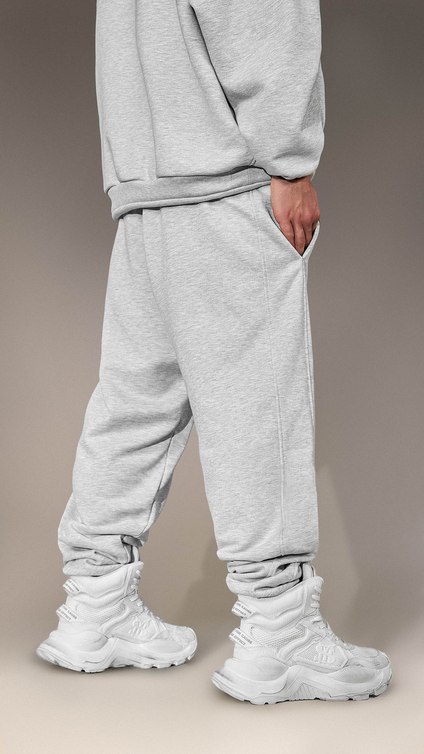 Light Grey Jogger Pants "Made by Society" - P15827