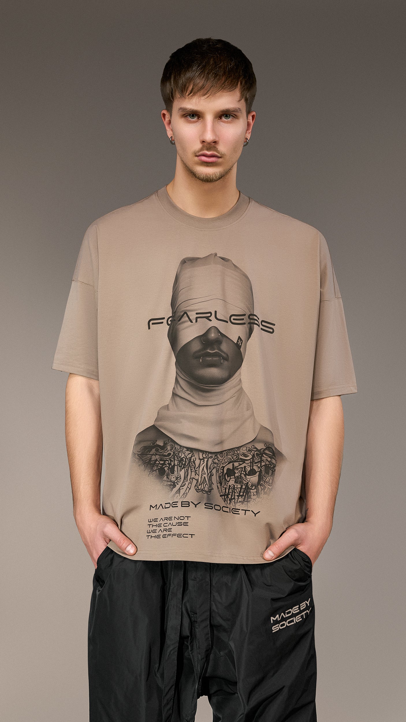 Oversized "Fearless" T-Shirt Made by Society - T15414