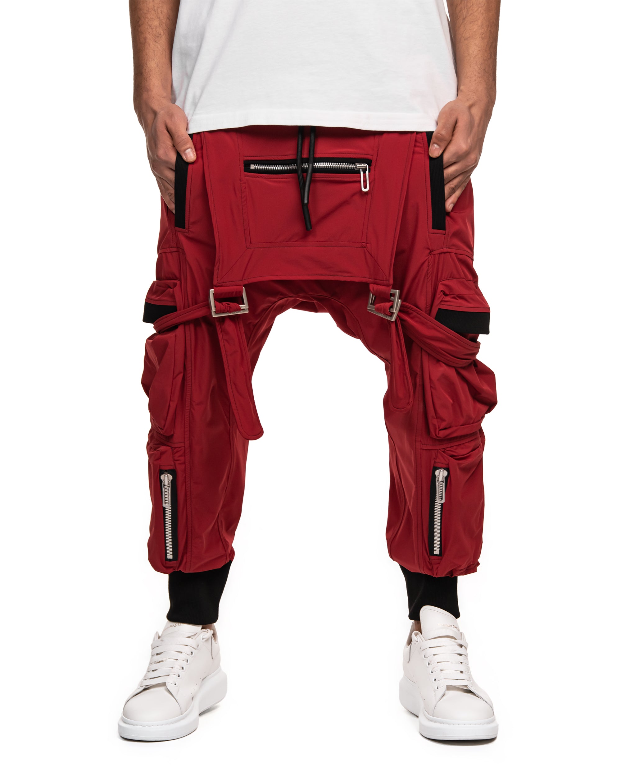 Burgundy dungaree pants - P11805