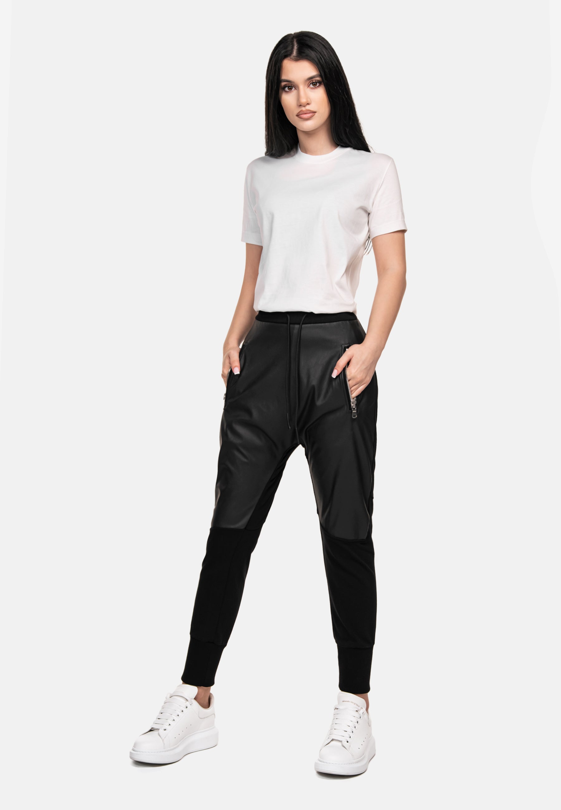 Faux leather jogger pants - P21108