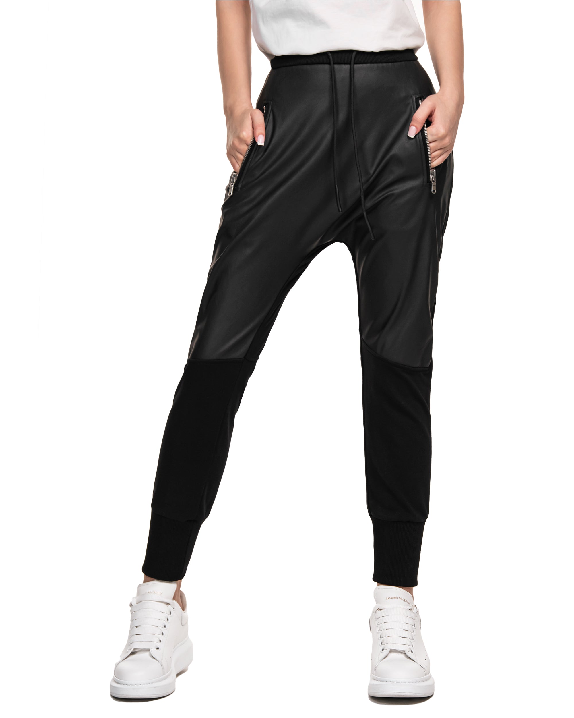 Faux leather jogger pants - P21108