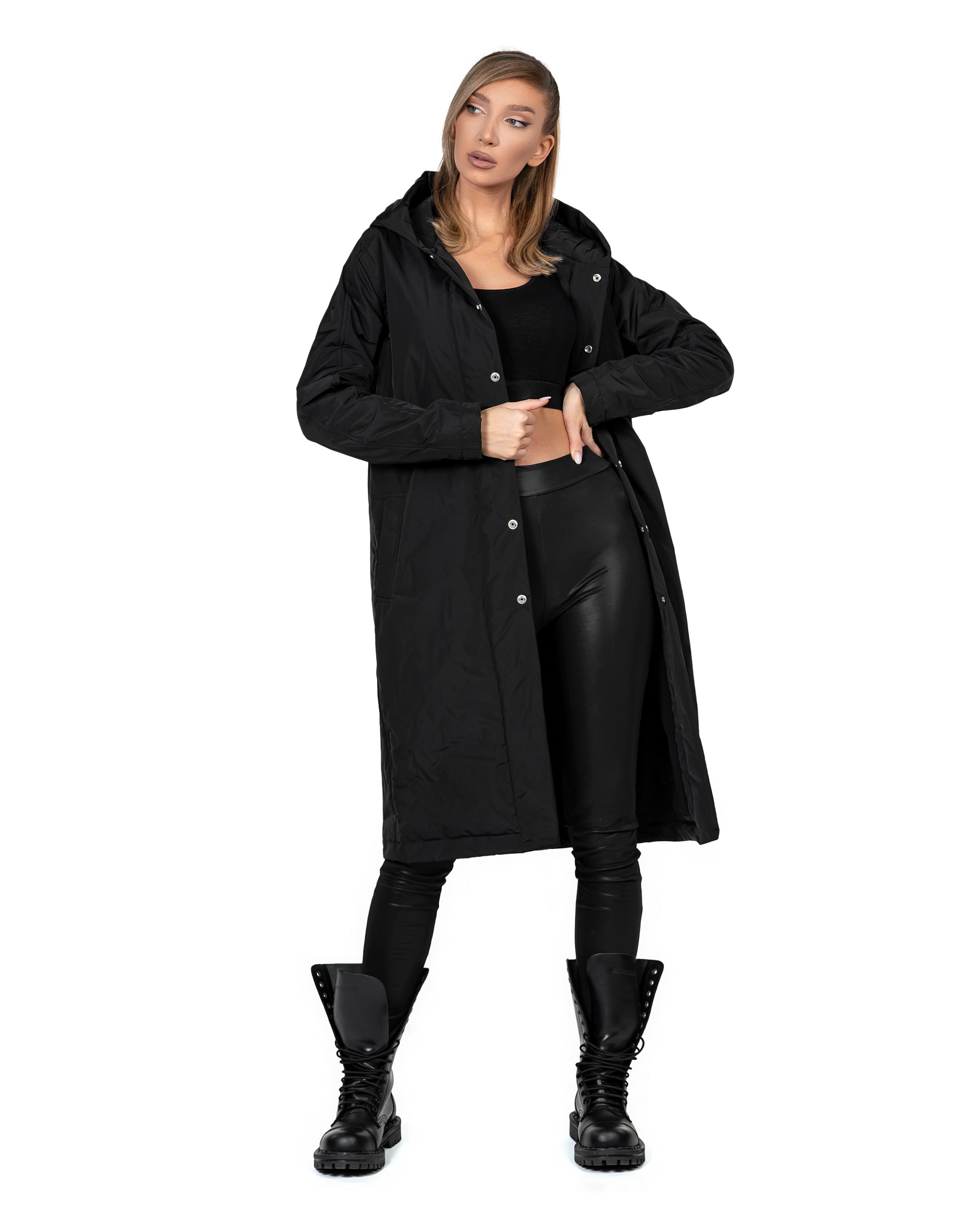 Longline hood coat - J24031