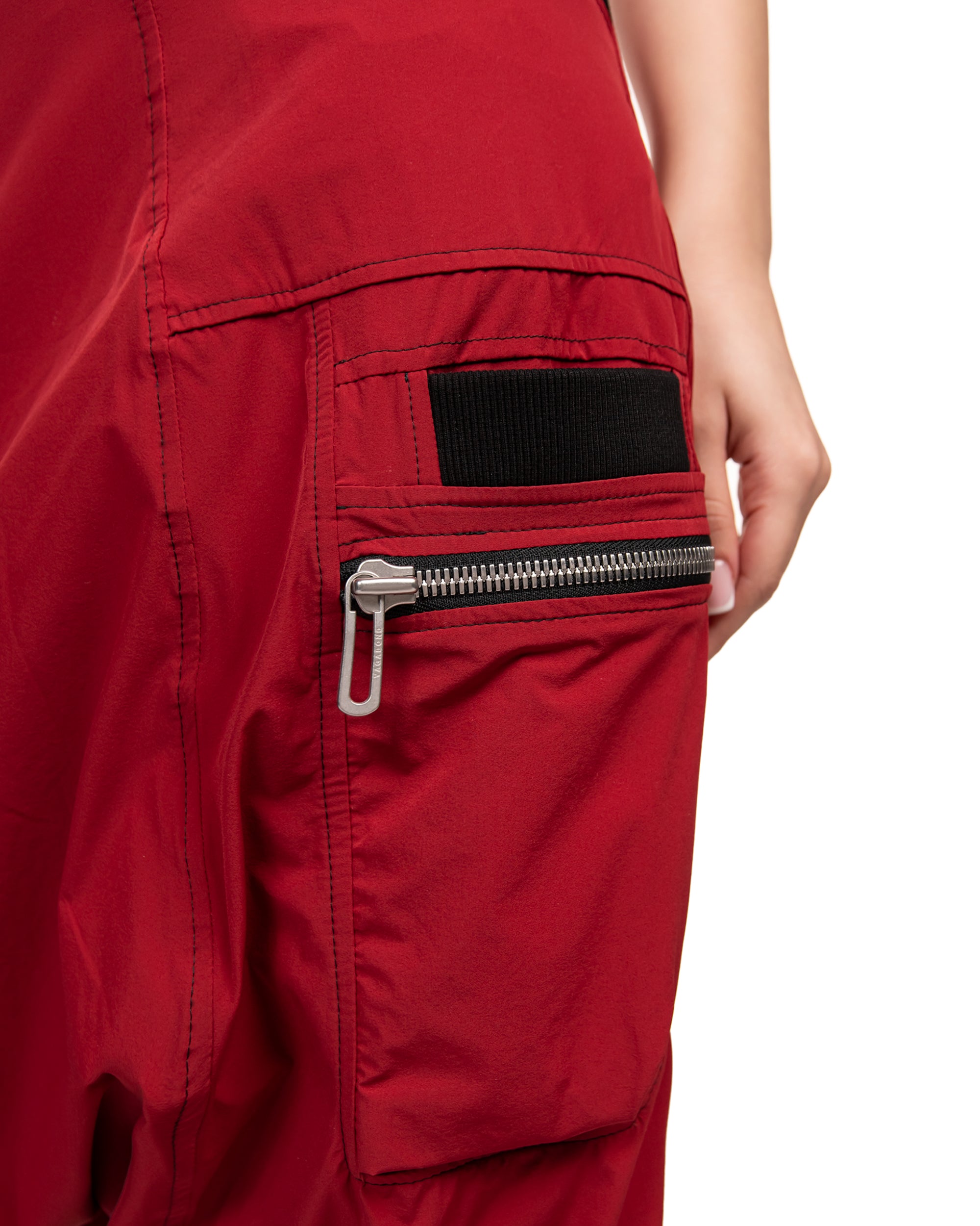 Burgundy zip dungarees - P21810