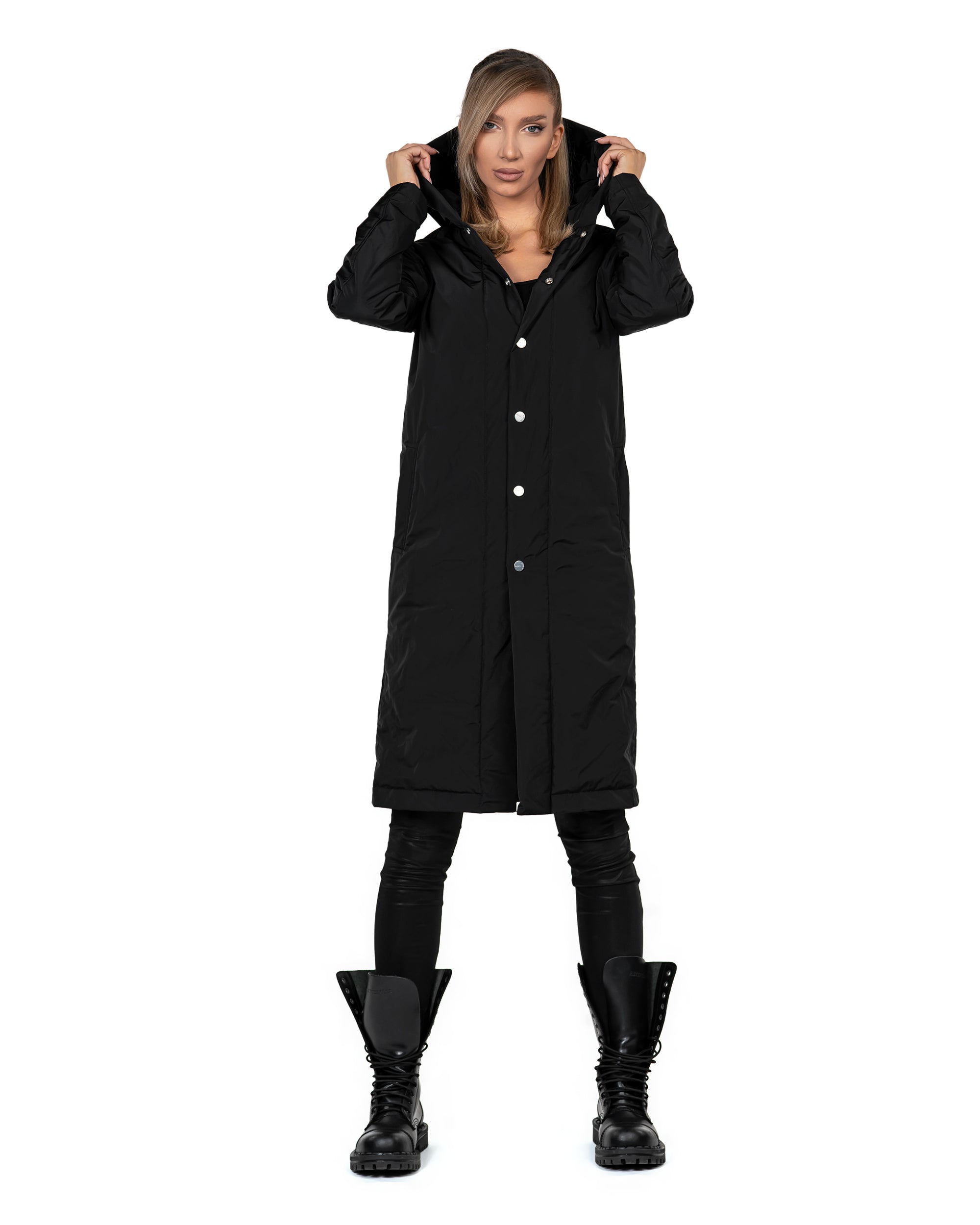 Longline hood coat - J24031