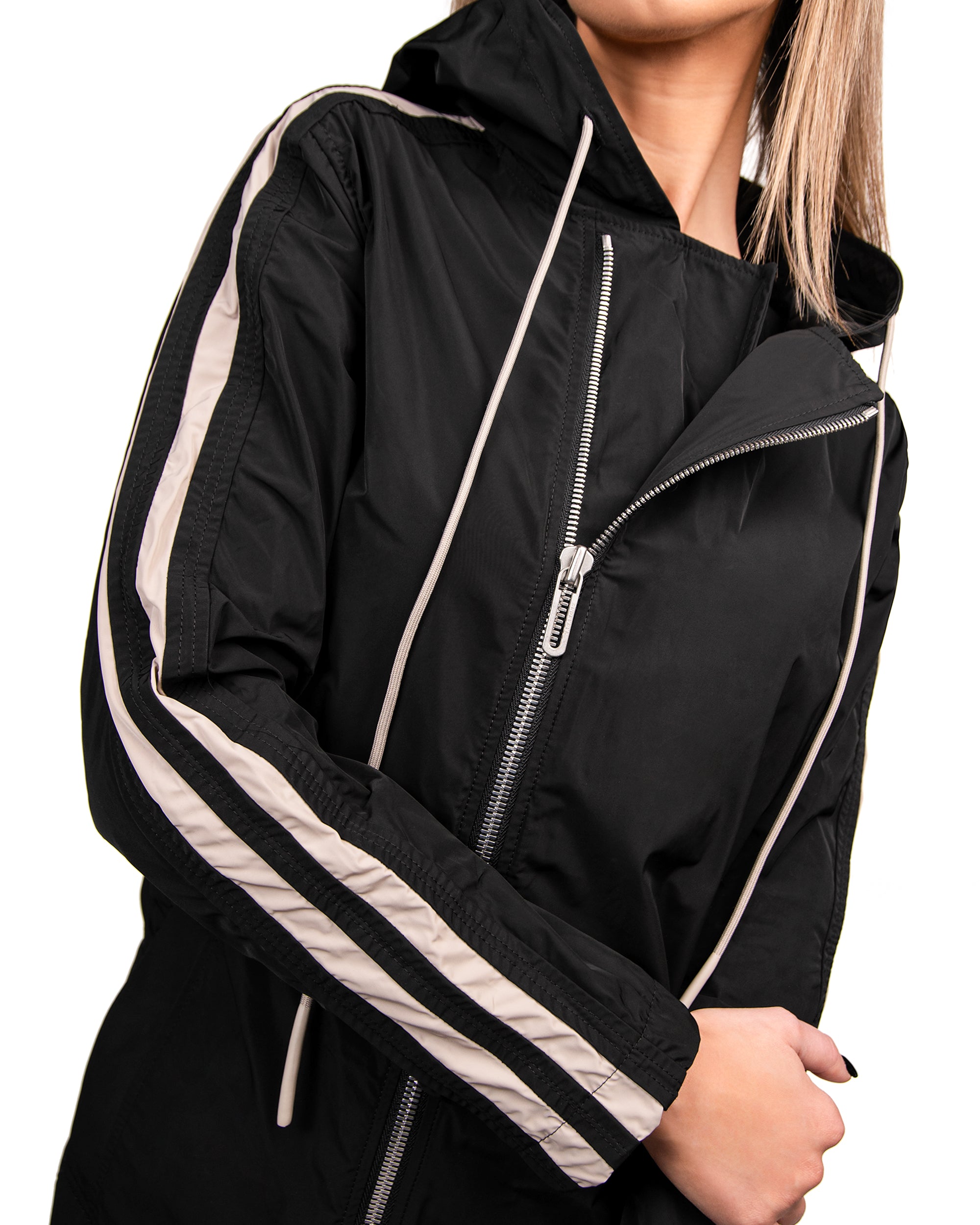 Vertical lines long parka jacket - H23001