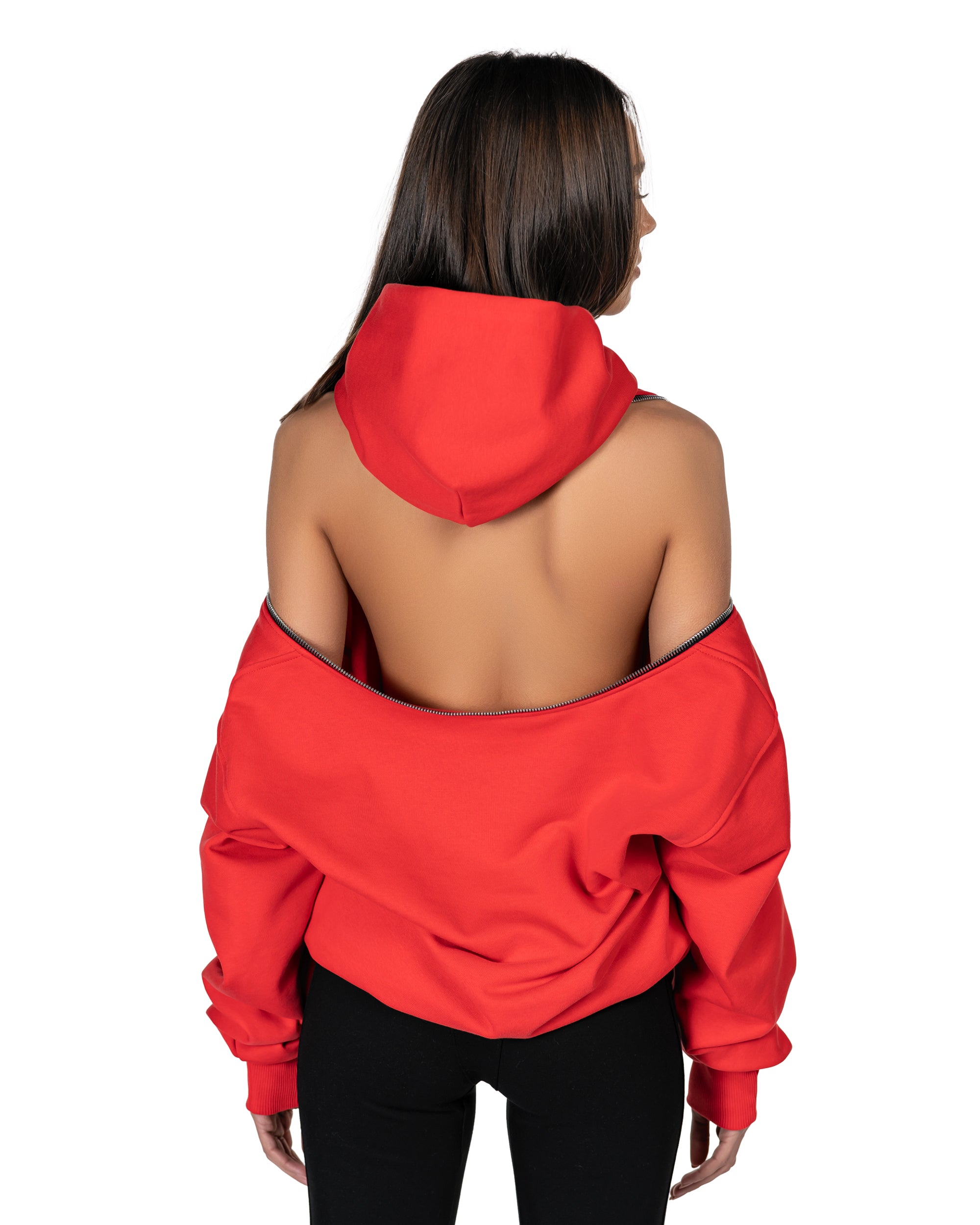 Zipper backless hoodie - H24242